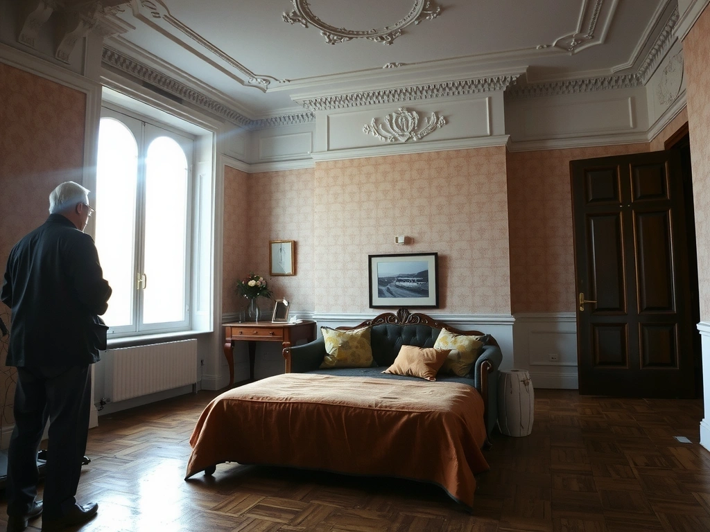 Typický pražský byt s vysokými stropy a dřevěnými parketami